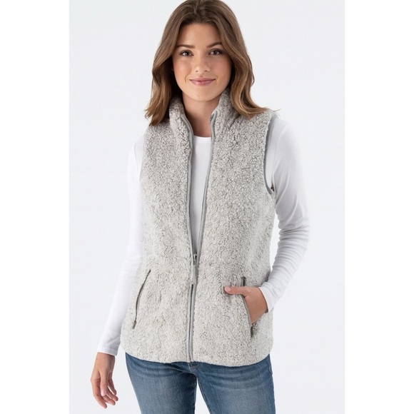 Altar’d State Sherpa Full Zip Vest - Heather - Picture 1 of 4